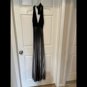 Black and grey toned formal dress, halter top
